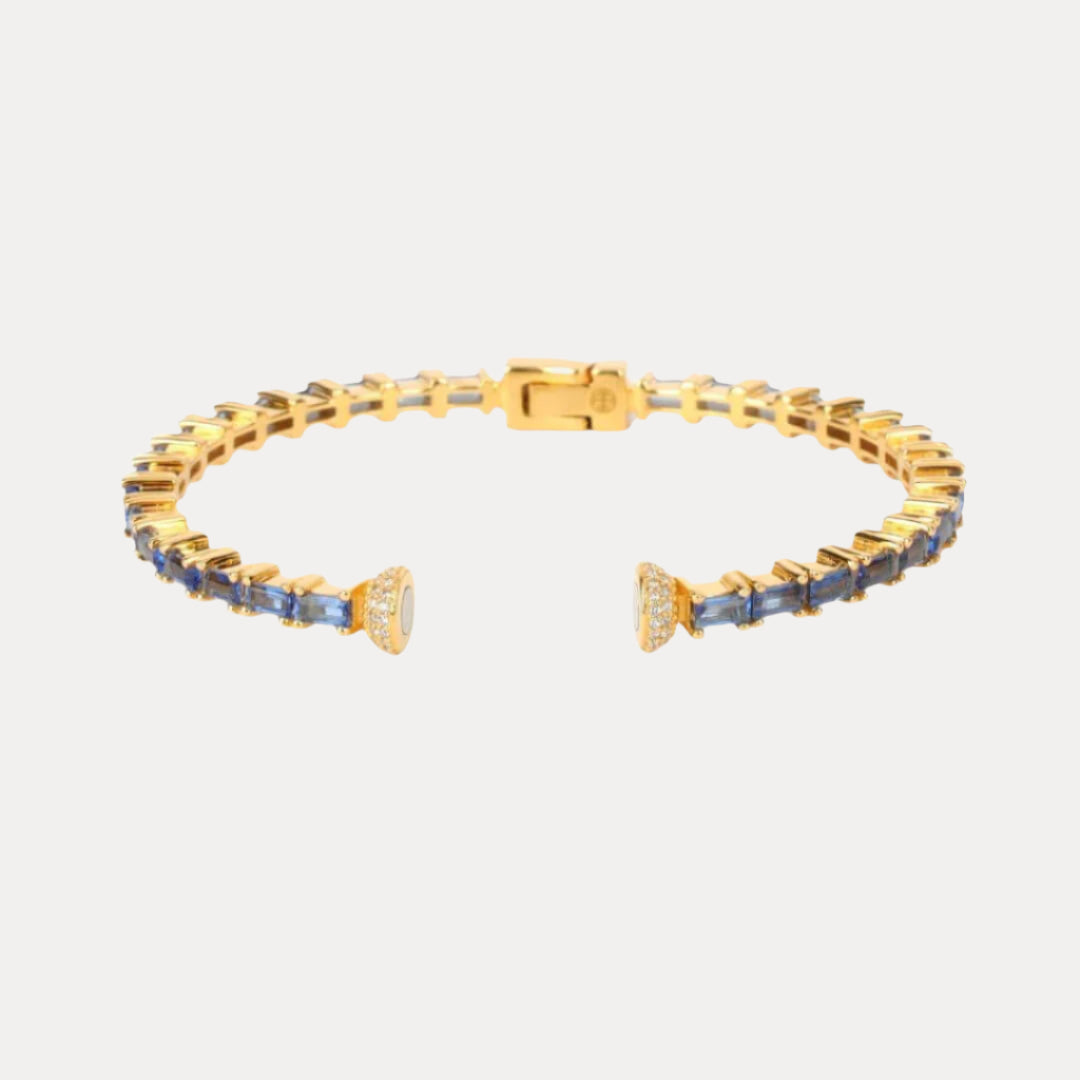 Blue Sapphire Baguette Crystals Aurora Bracelet | BuDhaGirl