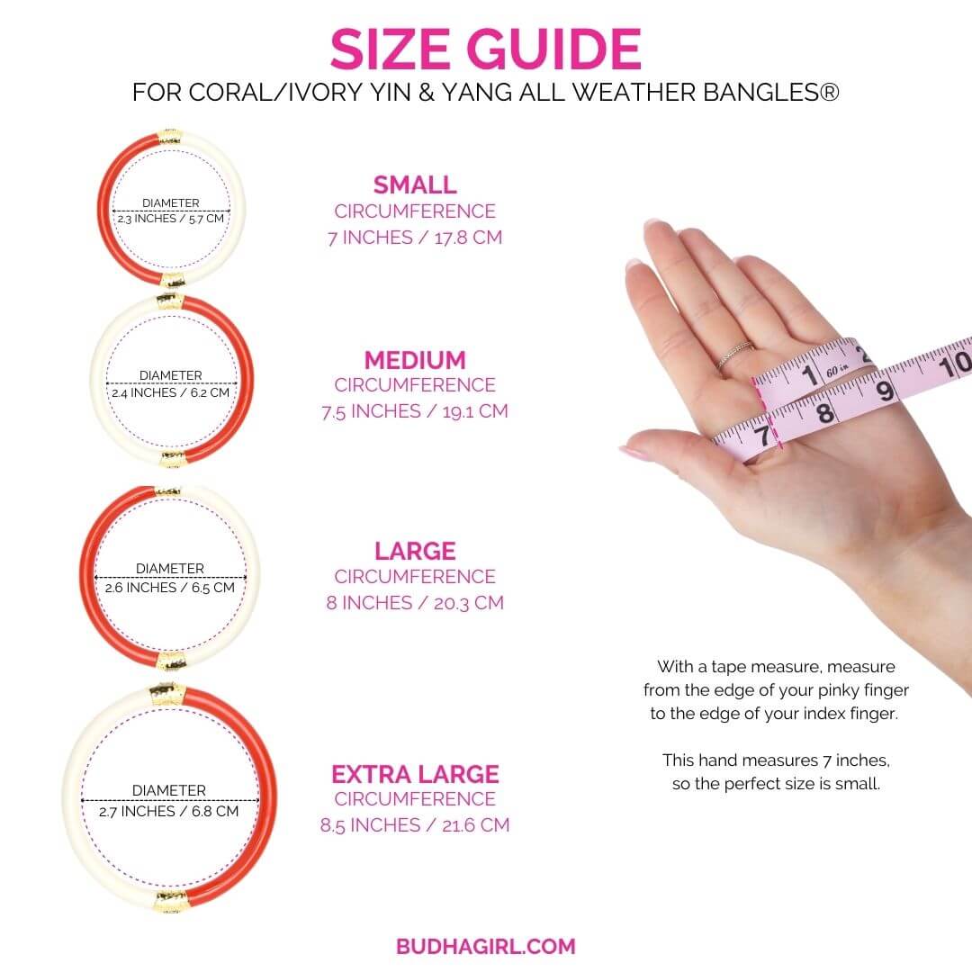 12.01.360.19.SM2,12.01.360.19.MD2,12.01.360.19.LG2,12.01.360.19.XL2, Coral/Ivory Yin & Yang All Weather Bangles® (AWB®) | Bangle Bracelets for Women | BuDhaGirl