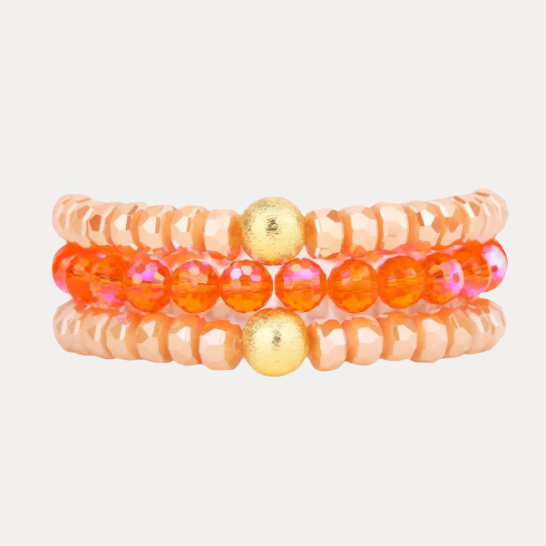 Dune Orange Beaded Bracelet - Set of Three | BuDhaGirl
