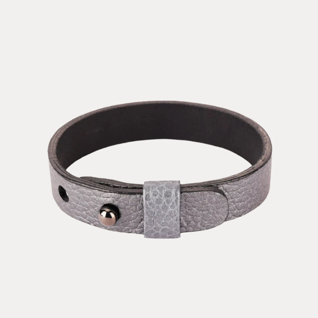 Silver Grey Leather Bracelet for Men | Mens Jewelry and Bracelets for Men | BuDhaGirl