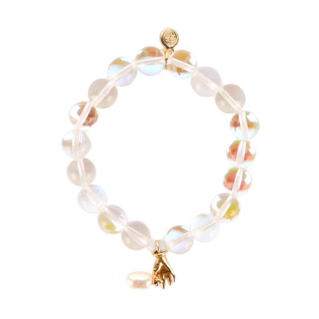 Ines Bracelet - Clear Crystal Bead With Charms | BuDhaGirl