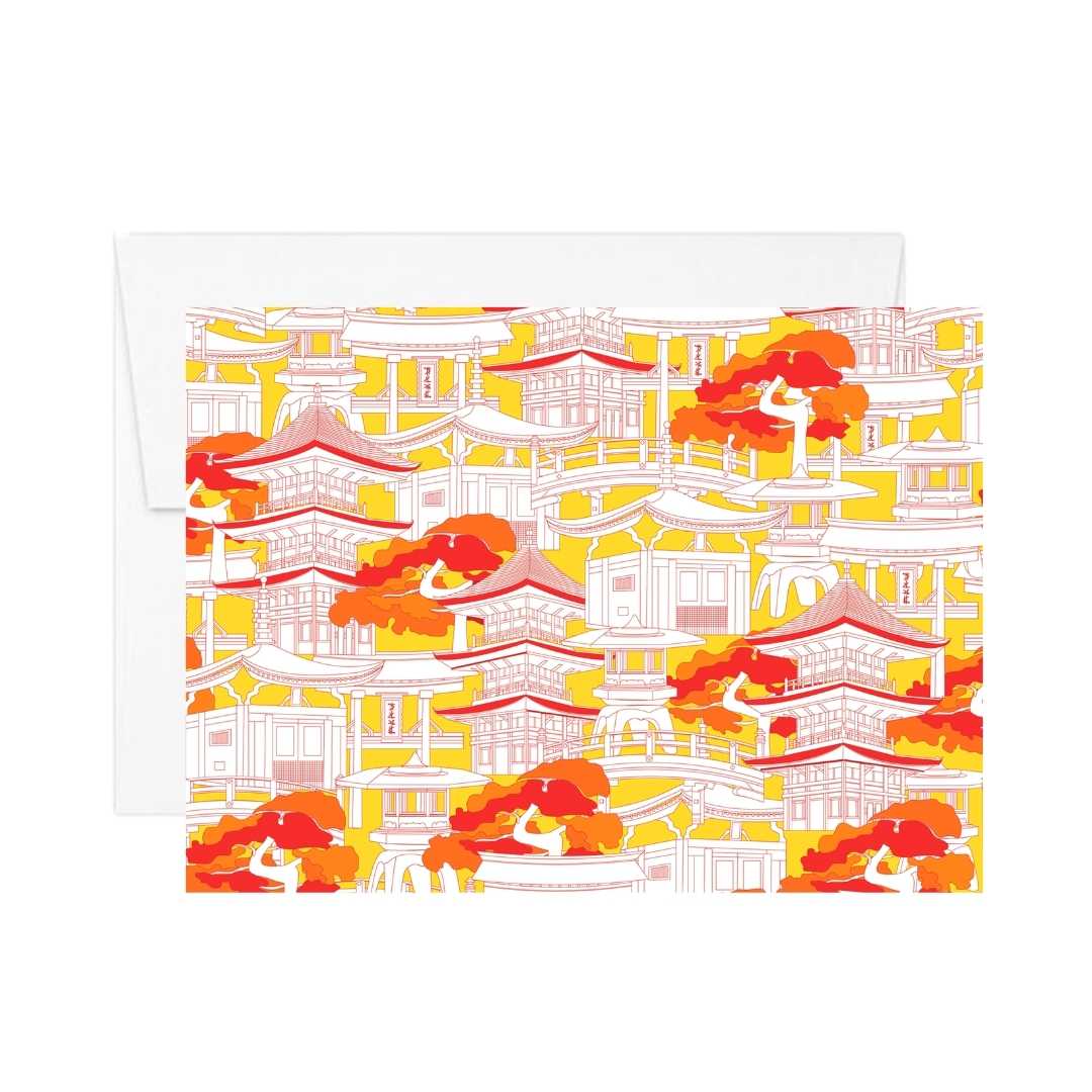 Orange High Quality Notecard Set | Pagoda Inspired | BuDhaGirl