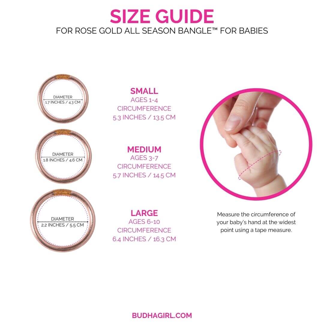 Rose Gold Baby Bangle Bracelet | Infant Jewelry | Size Guide by BuDhaGirl