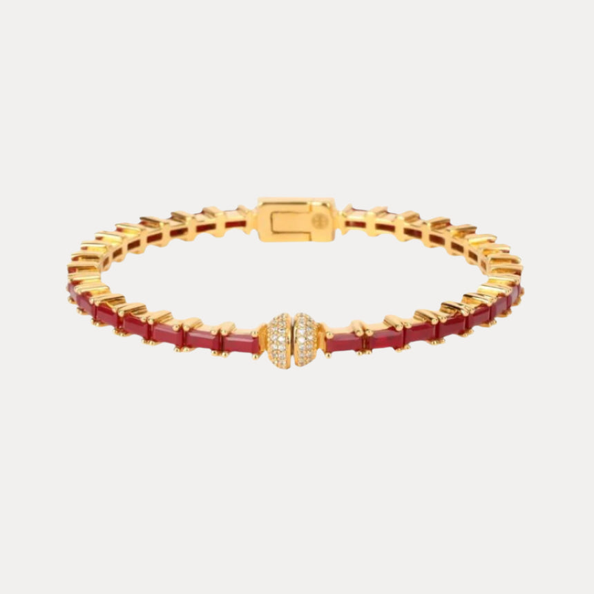 Ruby Baguette Crystals Aurora Bracelet | BuDhaGirl